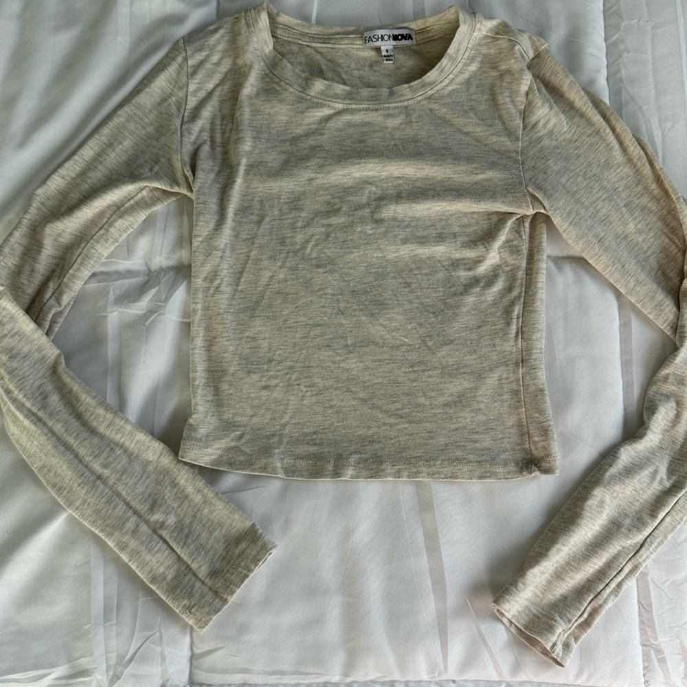 Fashion Nova Beige Long Sleeve Top